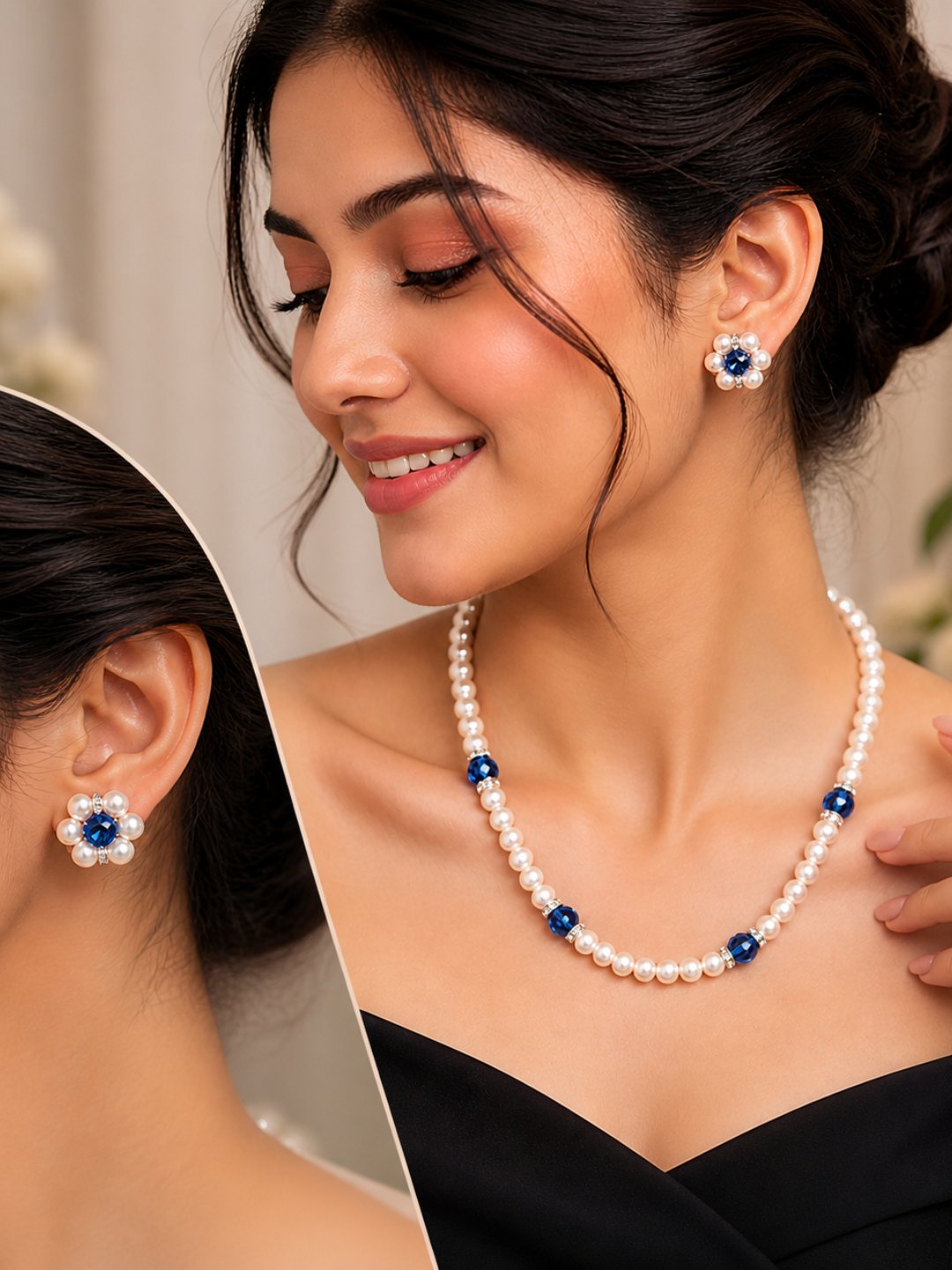 Pearl Pendant Chain Earrings Set for Women