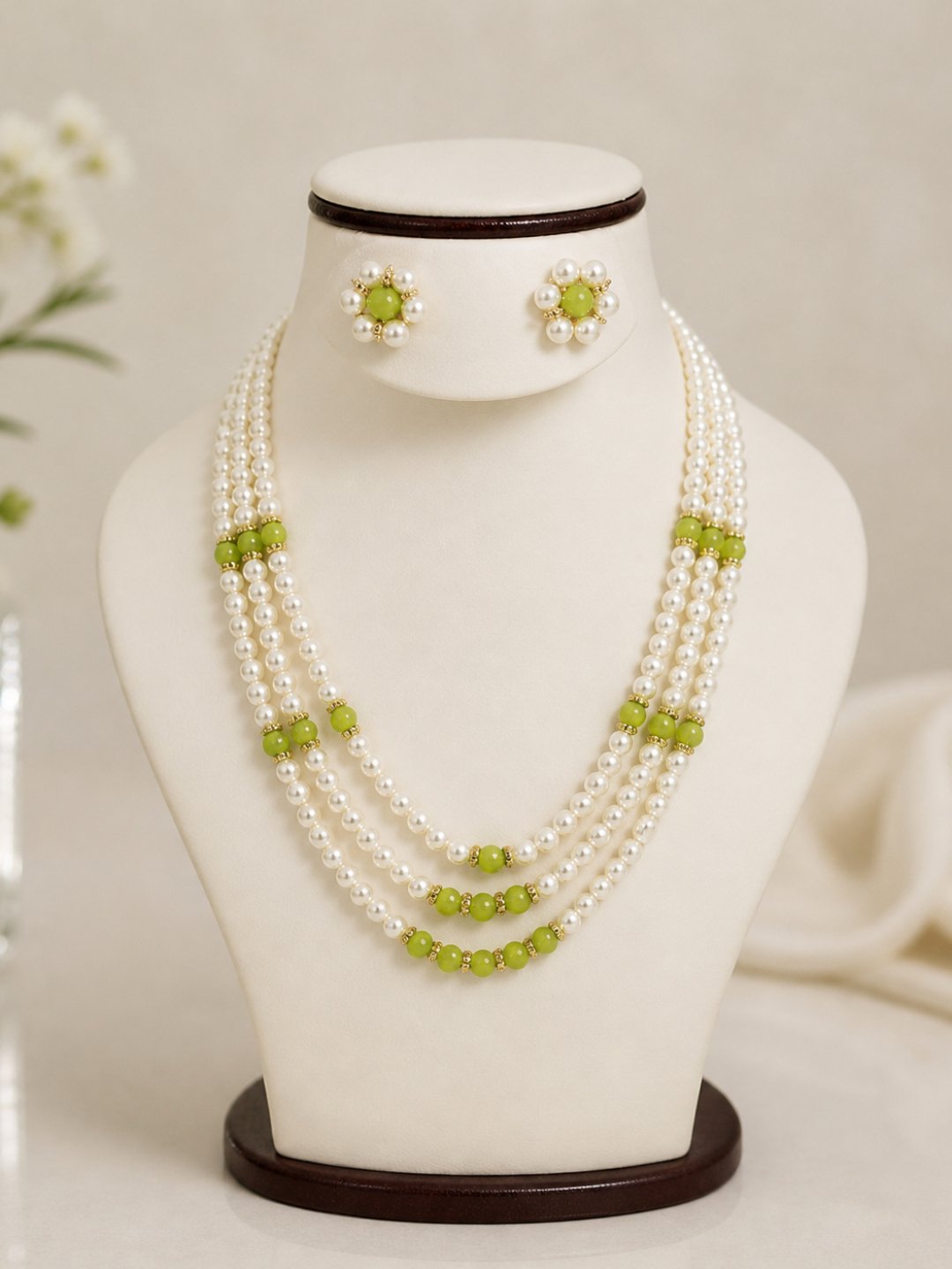 Maroon Pearl Choker Necklace Set for Women