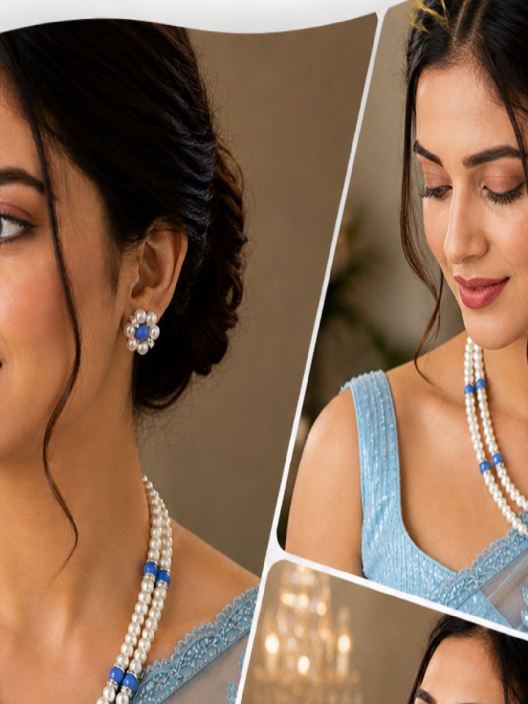 Pearl Drop Pendant Earrings Set for Women