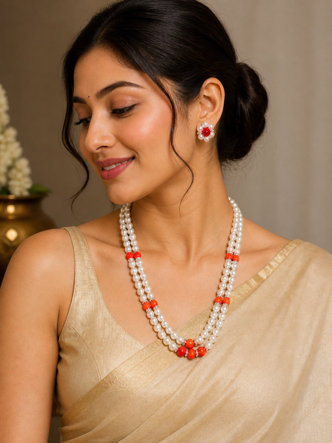 Purple Pearl Designer Necklace Set for Women