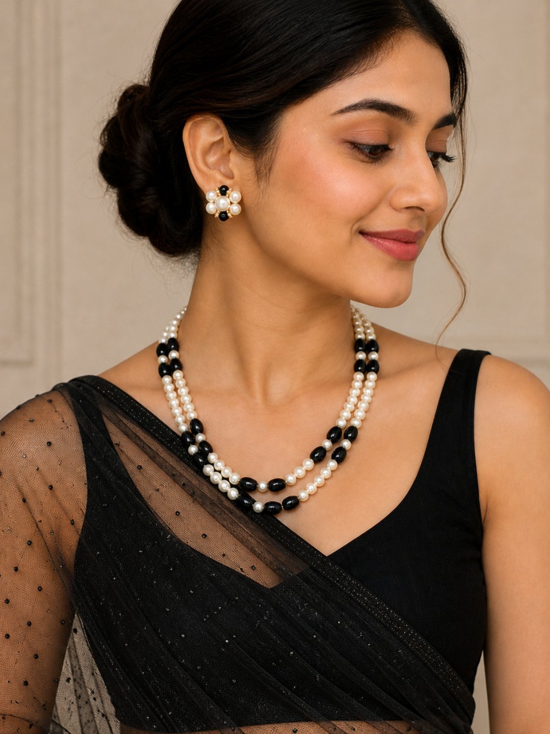 Black Pearl Modern Necklace Set for Women