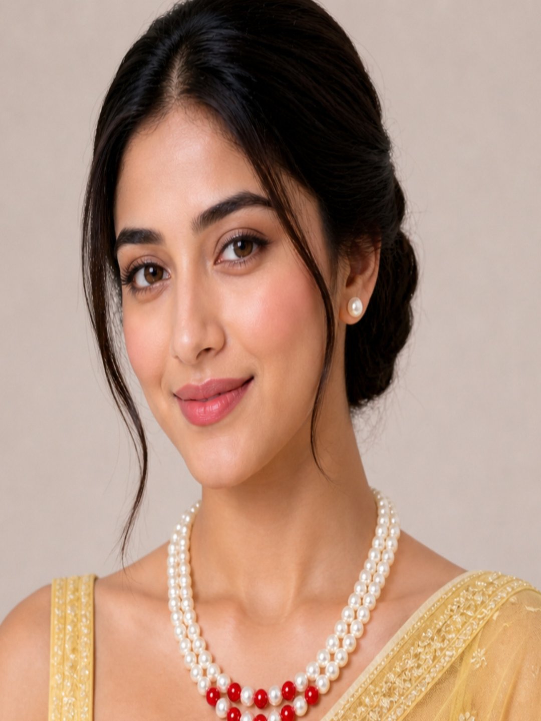 Peach Pearl Delicate Necklace Set for Women