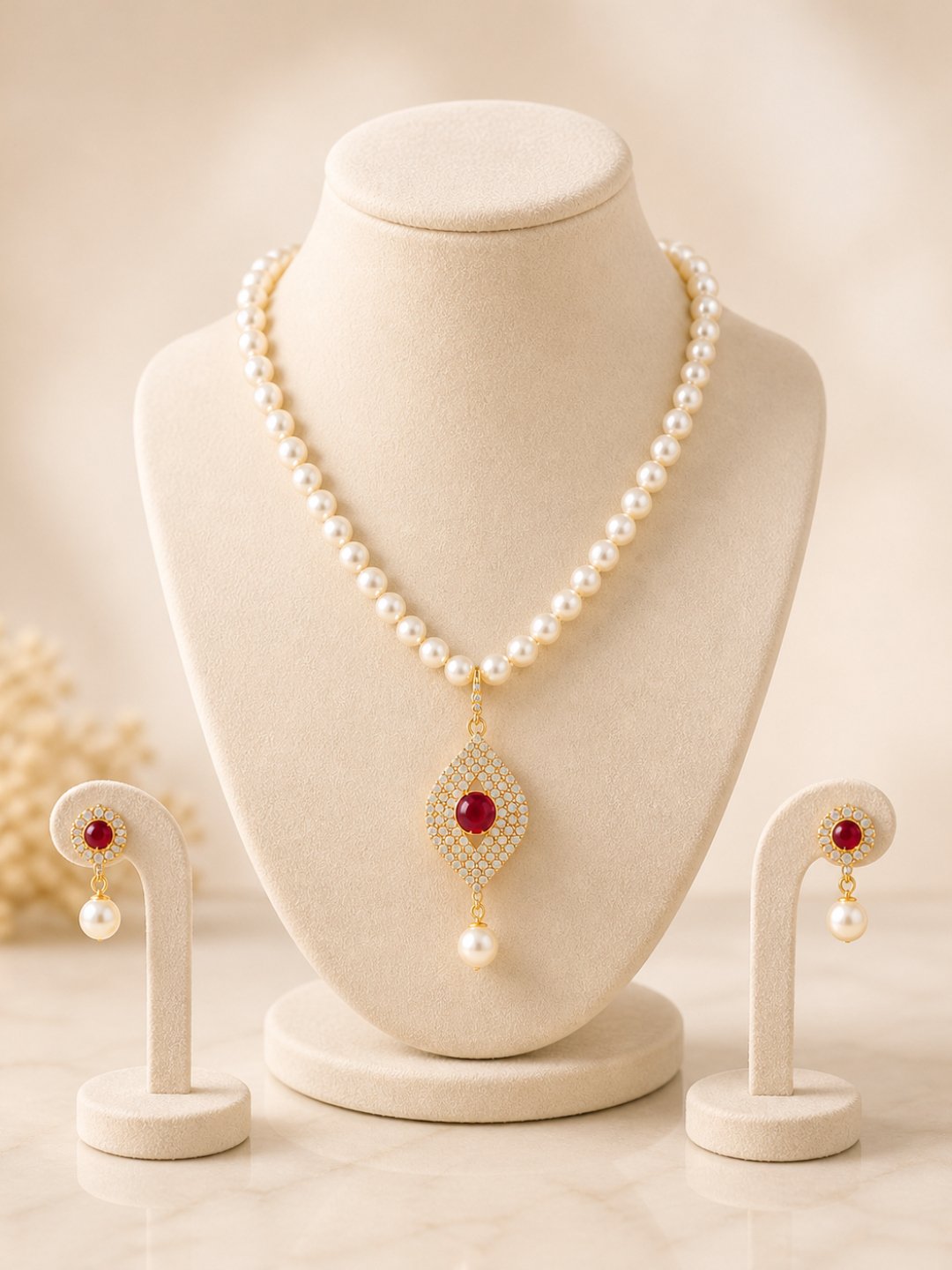 Green Pearl Festive Choker Set for Women