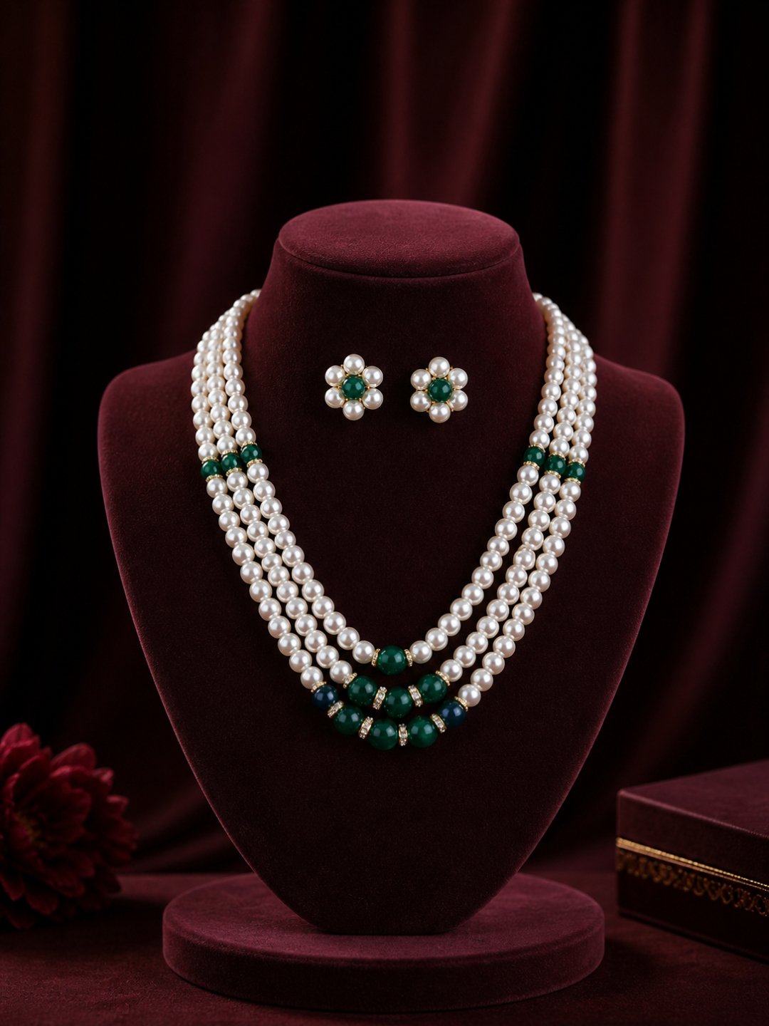 Blue Pearl Party Wear Necklace Set for Women