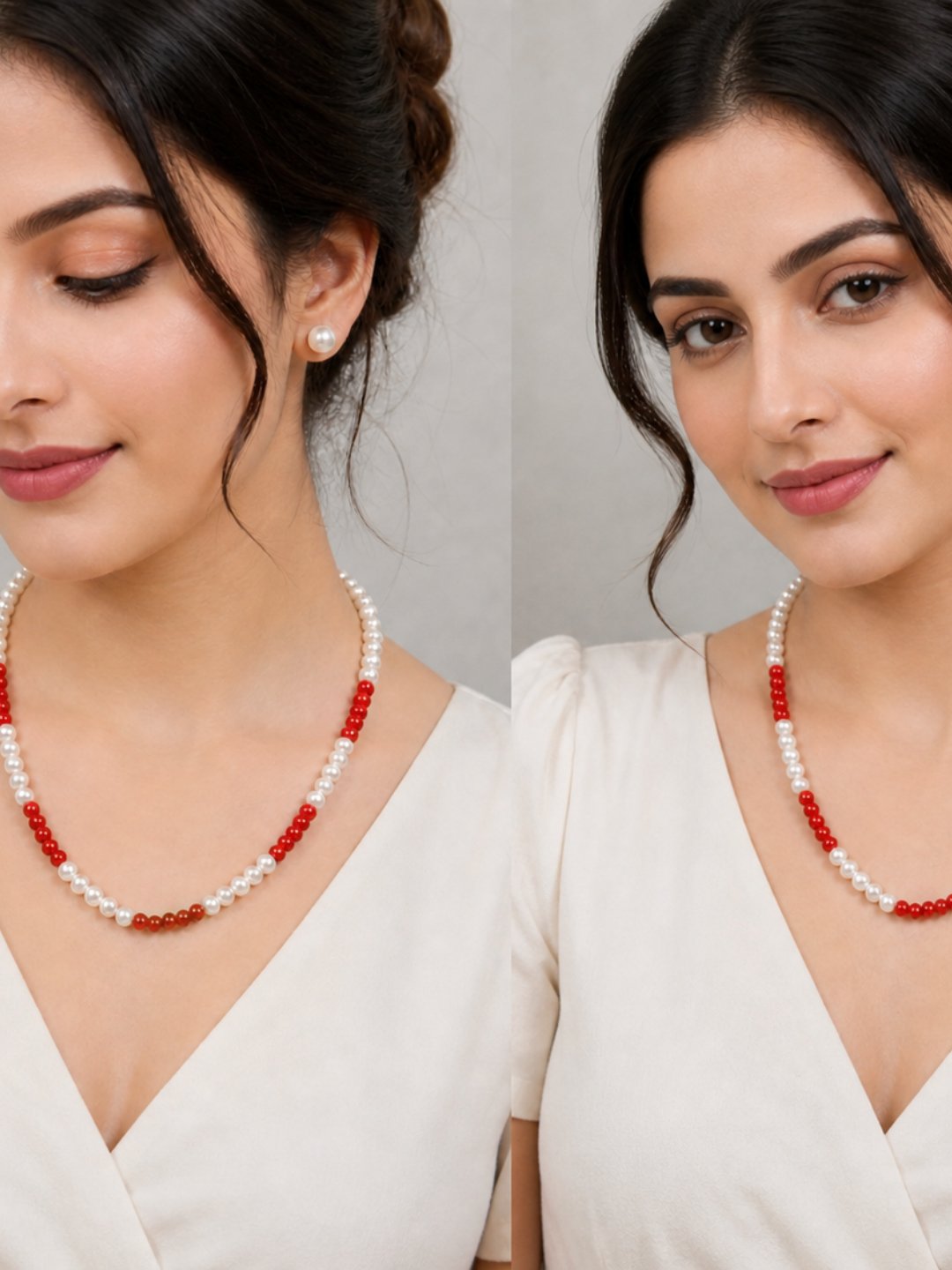 Maroon Pearl Traditional Necklace Set for Women