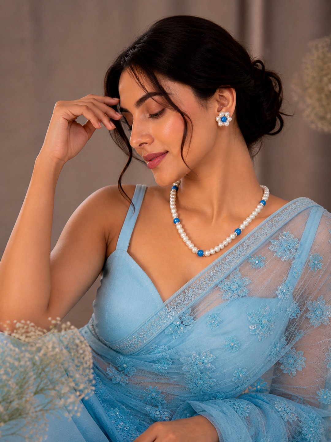 Pearl Tassel Pendant Earrings Set for Women