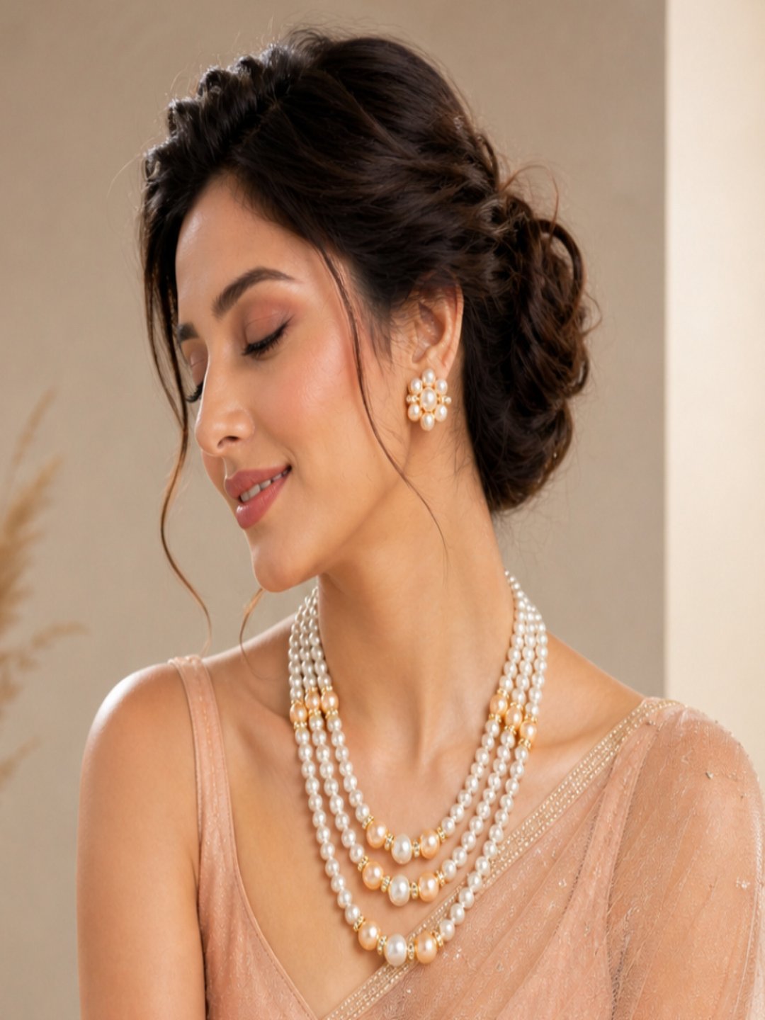 Pearl Geometric Pendant Set for Women