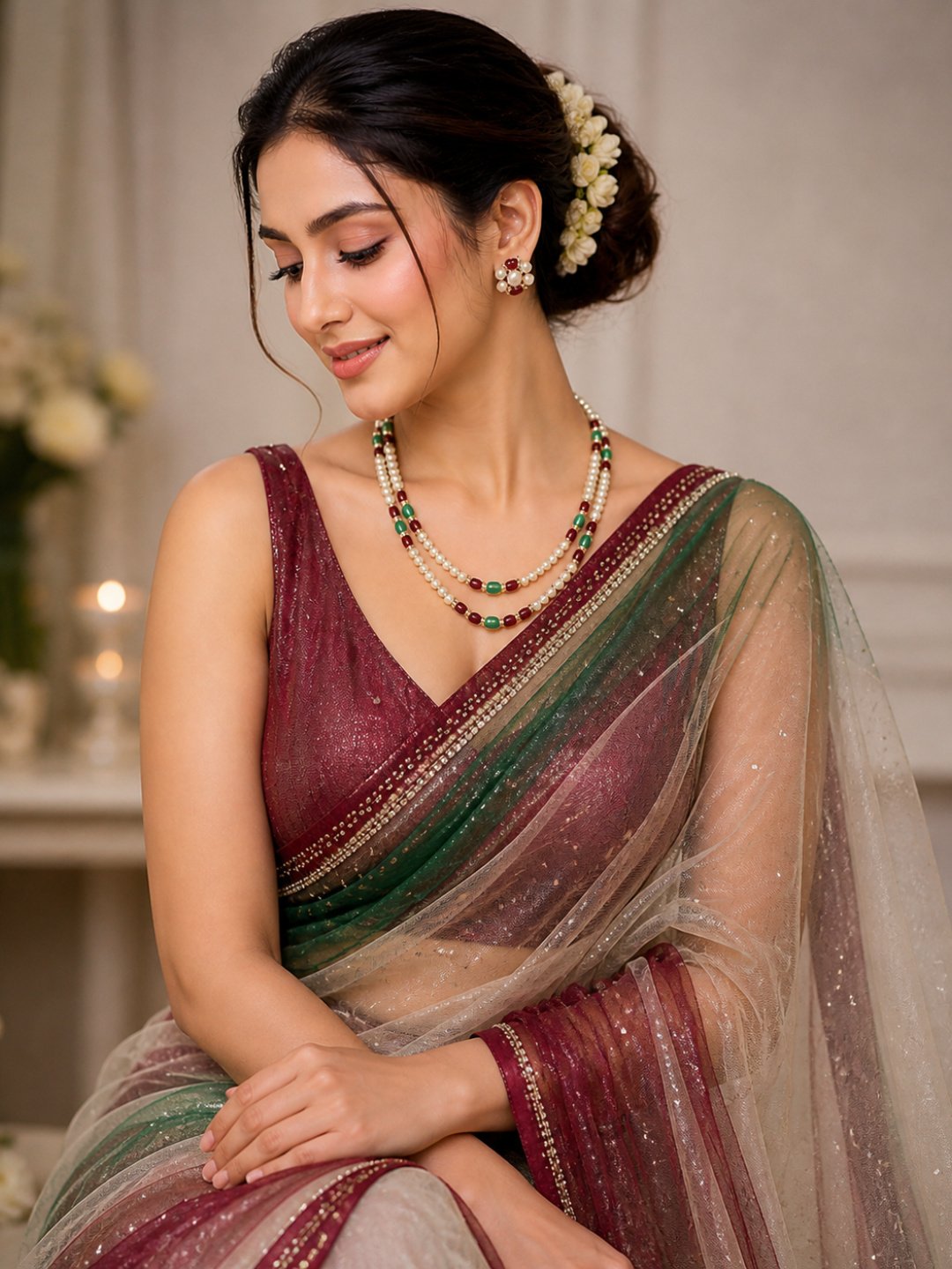 Multi Color Pearl Twist Necklace Set for Women