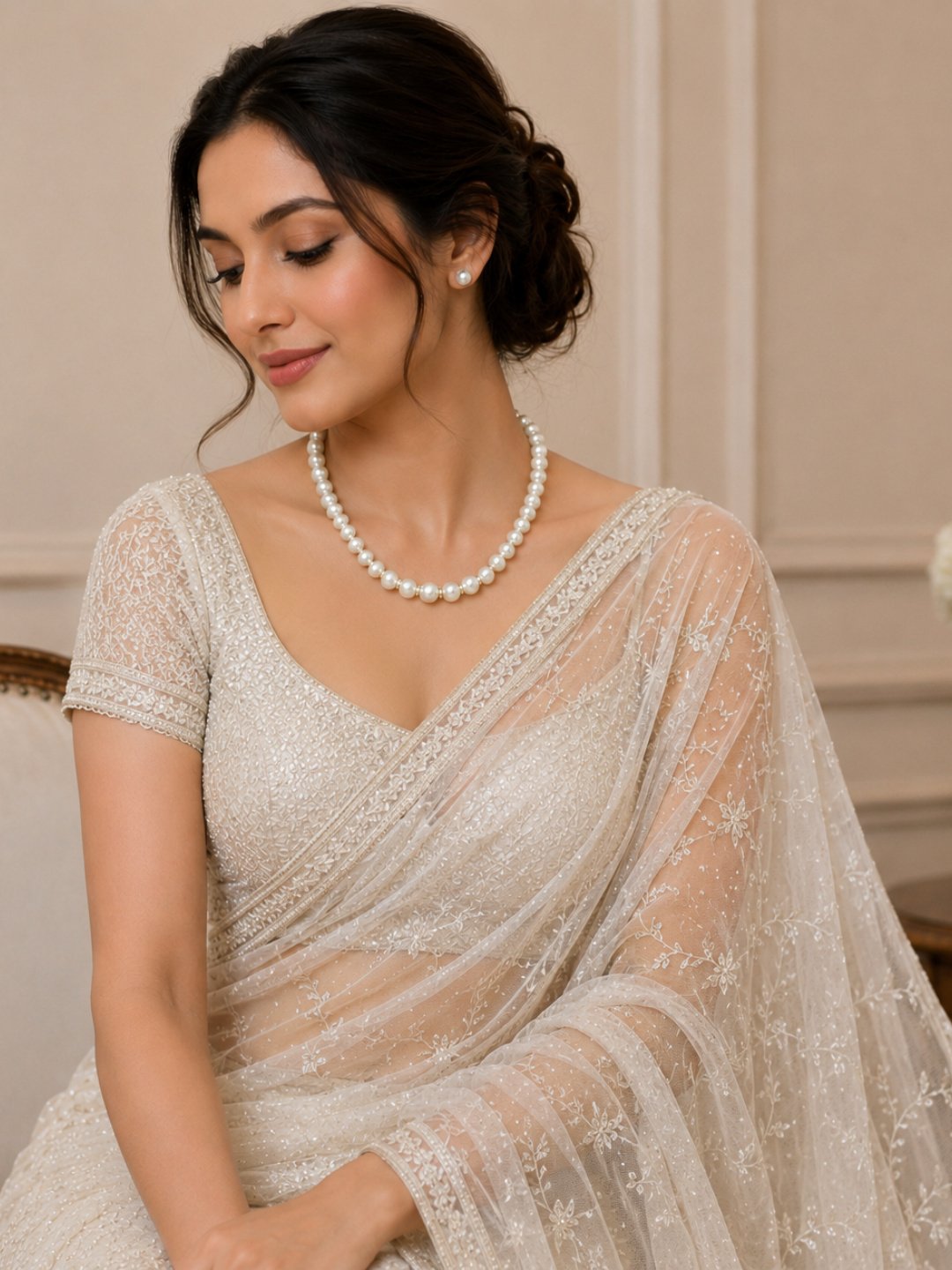 Pearl Vintage Pendant Earrings Set for Women